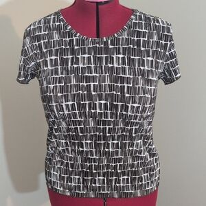 Le Pleat | Vintage Brown and White Pleated Women's Top